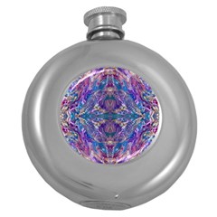 Cobalt Arabesque Round Hip Flask (5 Oz) by kaleidomarblingart