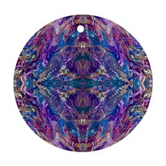 Cobalt Arabesque Round Ornament (two Sides) by kaleidomarblingart