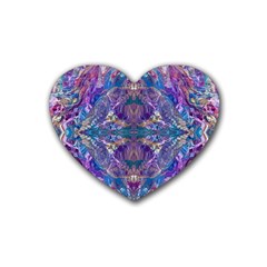 Cobalt Arabesque Rubber Coaster (heart) by kaleidomarblingart