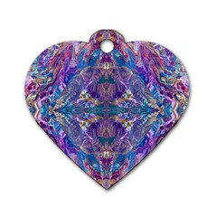 Cobalt Arabesque Dog Tag Heart (two Sides) by kaleidomarblingart