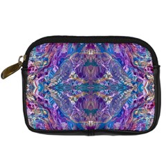 Cobalt Arabesque Digital Camera Leather Case by kaleidomarblingart