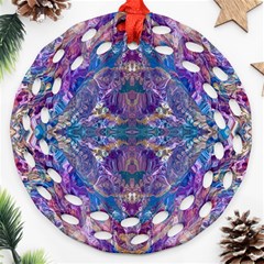 Cobalt Arabesque Ornament (round Filigree) by kaleidomarblingart