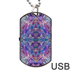 Cobalt Arabesque Dog Tag Usb Flash (two Sides) by kaleidomarblingart