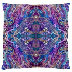 Cobalt Arabesque Large Cushion Case (two Sides) by kaleidomarblingart