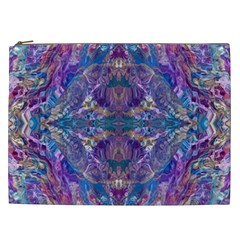 Cobalt Arabesque Cosmetic Bag (xxl) by kaleidomarblingart