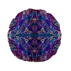 Cobalt Arabesque Standard 15  Premium Round Cushions by kaleidomarblingart