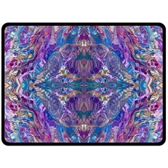 Cobalt Arabesque Two Sides Fleece Blanket (large) by kaleidomarblingart