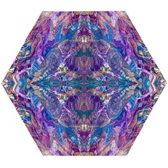 Cobalt Arabesque Wooden Puzzle Hexagon by kaleidomarblingart