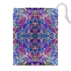 Cobalt Arabesque Drawstring Pouch (5xl) by kaleidomarblingart