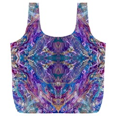 Cobalt Arabesque Full Print Recycle Bag (xxl) by kaleidomarblingart