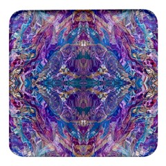 Cobalt Arabesque Square Glass Fridge Magnet (4 Pack) by kaleidomarblingart