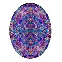 Cobalt Arabesque Oval Glass Fridge Magnet (4 Pack) by kaleidomarblingart