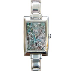 Mono Turquoise Blend Rectangle Italian Charm Watch by kaleidomarblingart