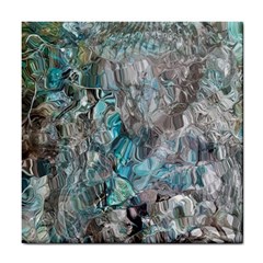 Mono Turquoise Blend Tile Coaster by kaleidomarblingart