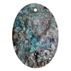 Mono Turquoise Blend Ornament (oval) by kaleidomarblingart