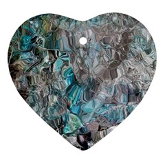 Mono Turquoise Blend Ornament (heart) by kaleidomarblingart