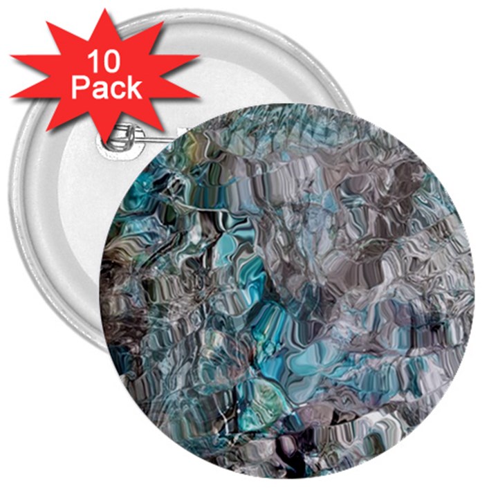 Mono Turquoise blend 3  Buttons (10 pack) 