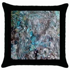 Mono Turquoise Blend Throw Pillow Case (black) by kaleidomarblingart