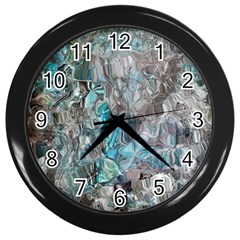 Mono Turquoise Blend Wall Clock (black) by kaleidomarblingart