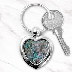 Mono Turquoise Blend Key Chain (heart) by kaleidomarblingart