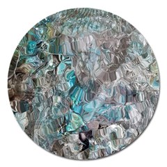 Mono Turquoise Blend Magnet 5  (round) by kaleidomarblingart