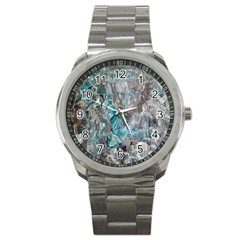 Mono Turquoise Blend Sport Metal Watch by kaleidomarblingart