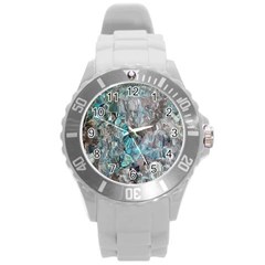 Mono Turquoise Blend Round Plastic Sport Watch (l) by kaleidomarblingart