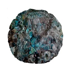 Mono Turquoise Blend Standard 15  Premium Flano Round Cushions by kaleidomarblingart