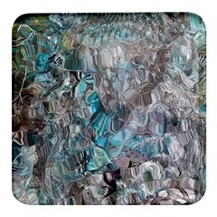 Mono Turquoise Blend Square Glass Fridge Magnet (4 Pack) by kaleidomarblingart