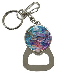 Abstarct Cobalt Waves Bottle Opener Key Chain by kaleidomarblingart