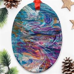 Abstarct Cobalt Waves Oval Ornament (two Sides) by kaleidomarblingart