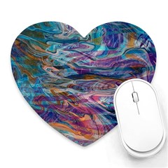 Abstarct Cobalt Waves Heart Mousepad by kaleidomarblingart