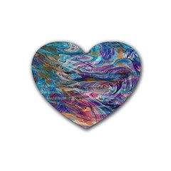 Abstarct Cobalt Waves Rubber Heart Coaster (4 Pack) by kaleidomarblingart