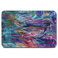 Abstarct Cobalt Waves Large Doormat by kaleidomarblingart