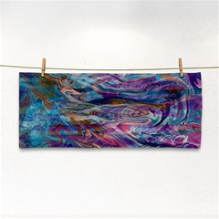 Abstarct Cobalt Waves Hand Towel by kaleidomarblingart