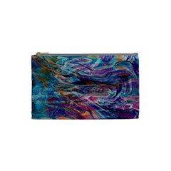 Abstarct Cobalt Waves Cosmetic Bag (small) by kaleidomarblingart