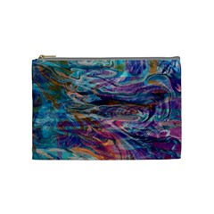 Abstarct Cobalt Waves Cosmetic Bag (medium) by kaleidomarblingart