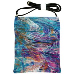 Abstarct Cobalt Waves Shoulder Sling Bag by kaleidomarblingart