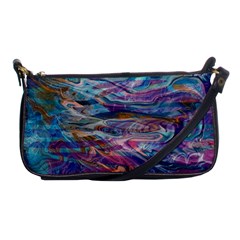 Abstarct Cobalt Waves Shoulder Clutch Bag by kaleidomarblingart