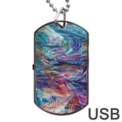 Abstarct Cobalt Waves Dog Tag Usb Flash (two Sides) by kaleidomarblingart