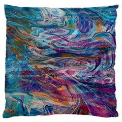 Abstarct Cobalt Waves Large Cushion Case (two Sides) by kaleidomarblingart