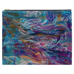 Abstarct Cobalt Waves Cosmetic Bag (xxxl) by kaleidomarblingart