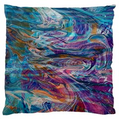 Abstarct Cobalt Waves Standard Premium Plush Fleece Cushion Case (two Sides) by kaleidomarblingart