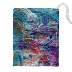 Abstarct Cobalt Waves Drawstring Pouch (5xl) by kaleidomarblingart