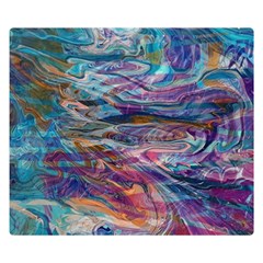 Abstarct Cobalt Waves Premium Plush Fleece Blanket (small) by kaleidomarblingart