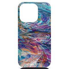 Abstarct Cobalt Waves Iphone 14 Pro Black Uv Print Case by kaleidomarblingart