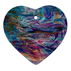 Abstarct Cobalt Waves Ornament (heart) by kaleidomarblingart