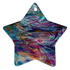 Abstarct Cobalt Waves Ornament (star) by kaleidomarblingart