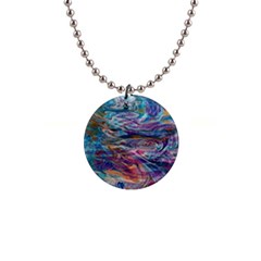 Abstarct Cobalt Waves 1  Button Necklace