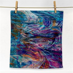 Abstarct Cobalt Waves Face Towel by kaleidomarblingart